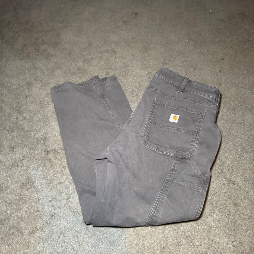 Carhartt Relaxed Fit Canvas Carpenter Work Pants Gray Womens Size 14 Short